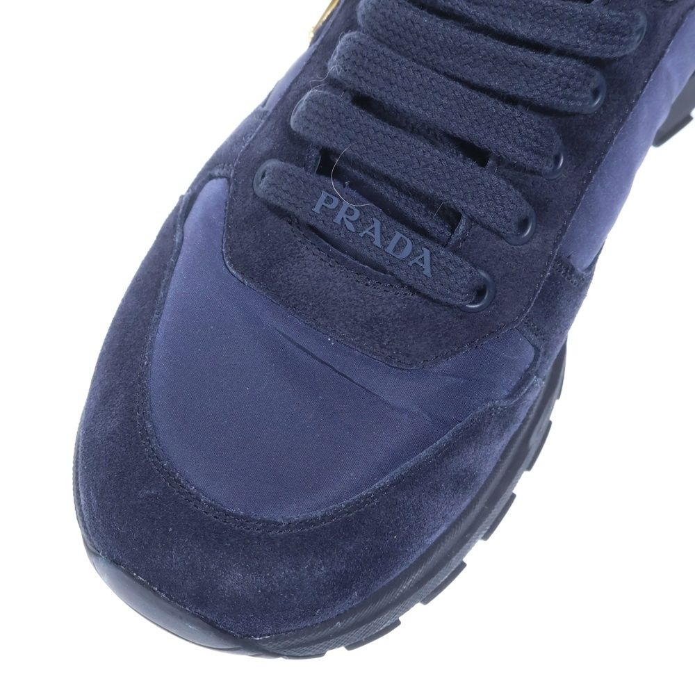 Prada Re-Nylon Suede Leather Replacement Low Cut Sneakers Navy — view 6
