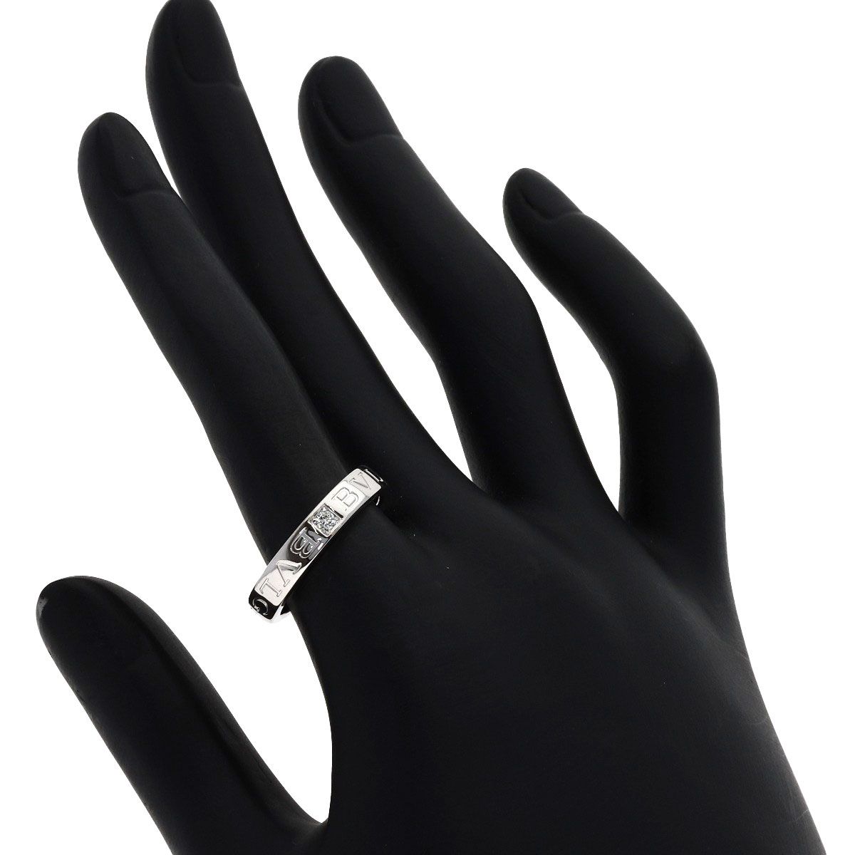 Bvlgari Double Logo Diamond Ring 18k White Gold — view 6