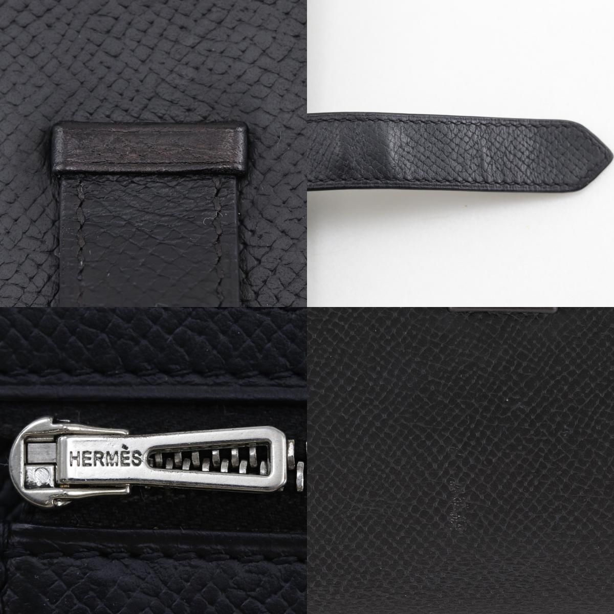 Hermes Bearn Souffle Veau Epsom Black Silver Wallet — view 9