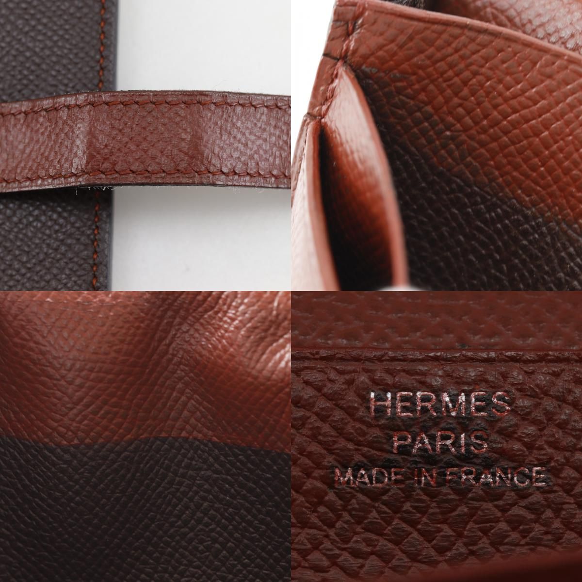 Hermes Bearn Souffle Bicolor Veau Epsom Brown Silver M Wallet — view 9