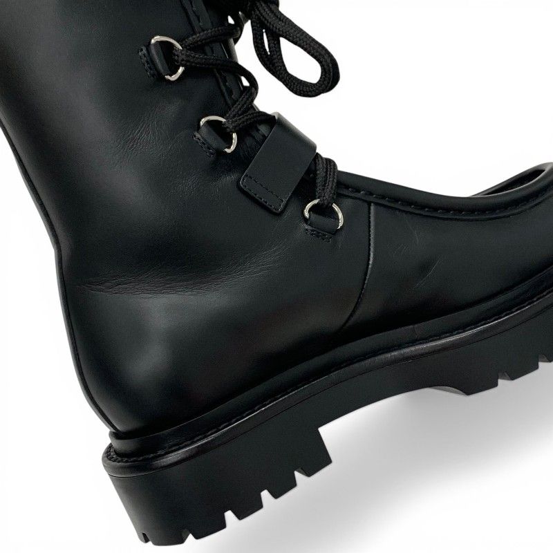 Hermes Land Boots Short Shoes Leather Black Lace Up — view 9