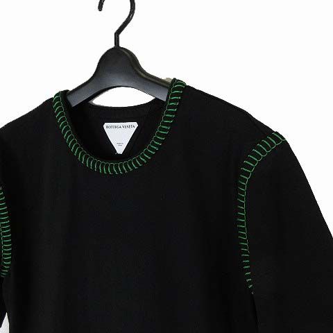 Bottega Veneta Color Stitch T-Shirt Cotton Short Sleeve M Black Green — view 9