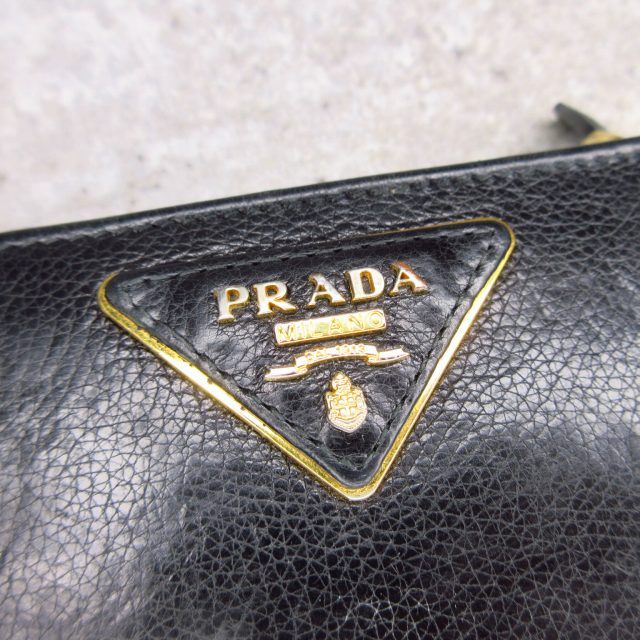 Prada Bifold Wallet Triangle Plate Leather Black — view 9