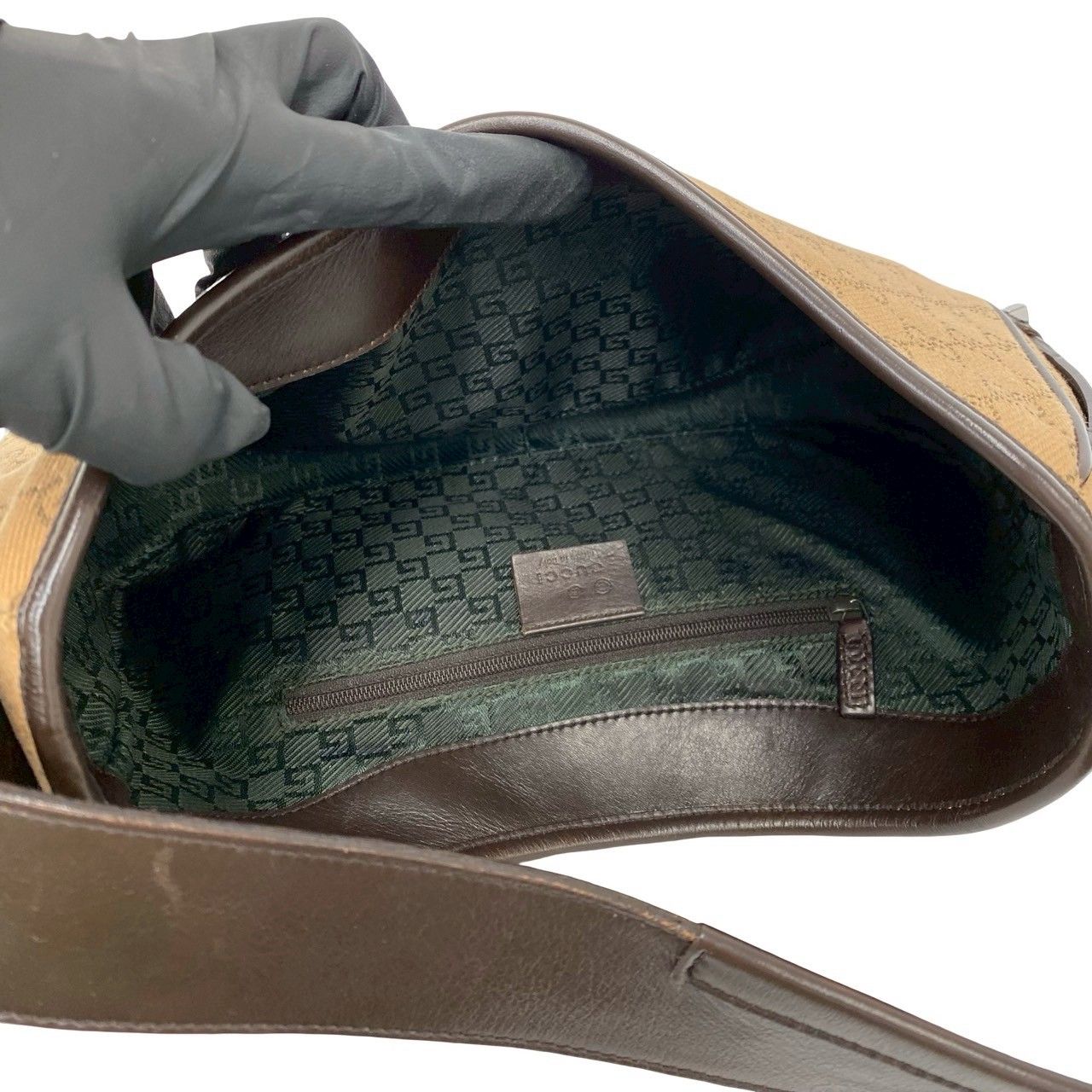 Gucci GG Logo Canvas Leather Shoulder Bag Mini Tote Brown Beige — view 9