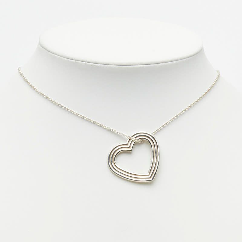 Tiffany & Co Menard Open Heart Chain Pendant Necklace Silver — view 7