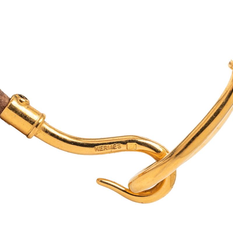 Hermes Jumbo Bracelet Brown Gold Leather Metal — view 4
