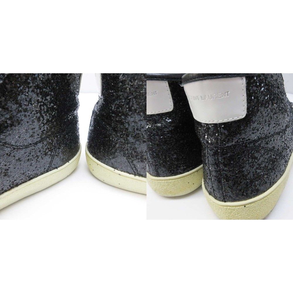 Saint Laurent Paris Eddie Era SL Glitter High Cut Sneakers Lame Contrast — view 9