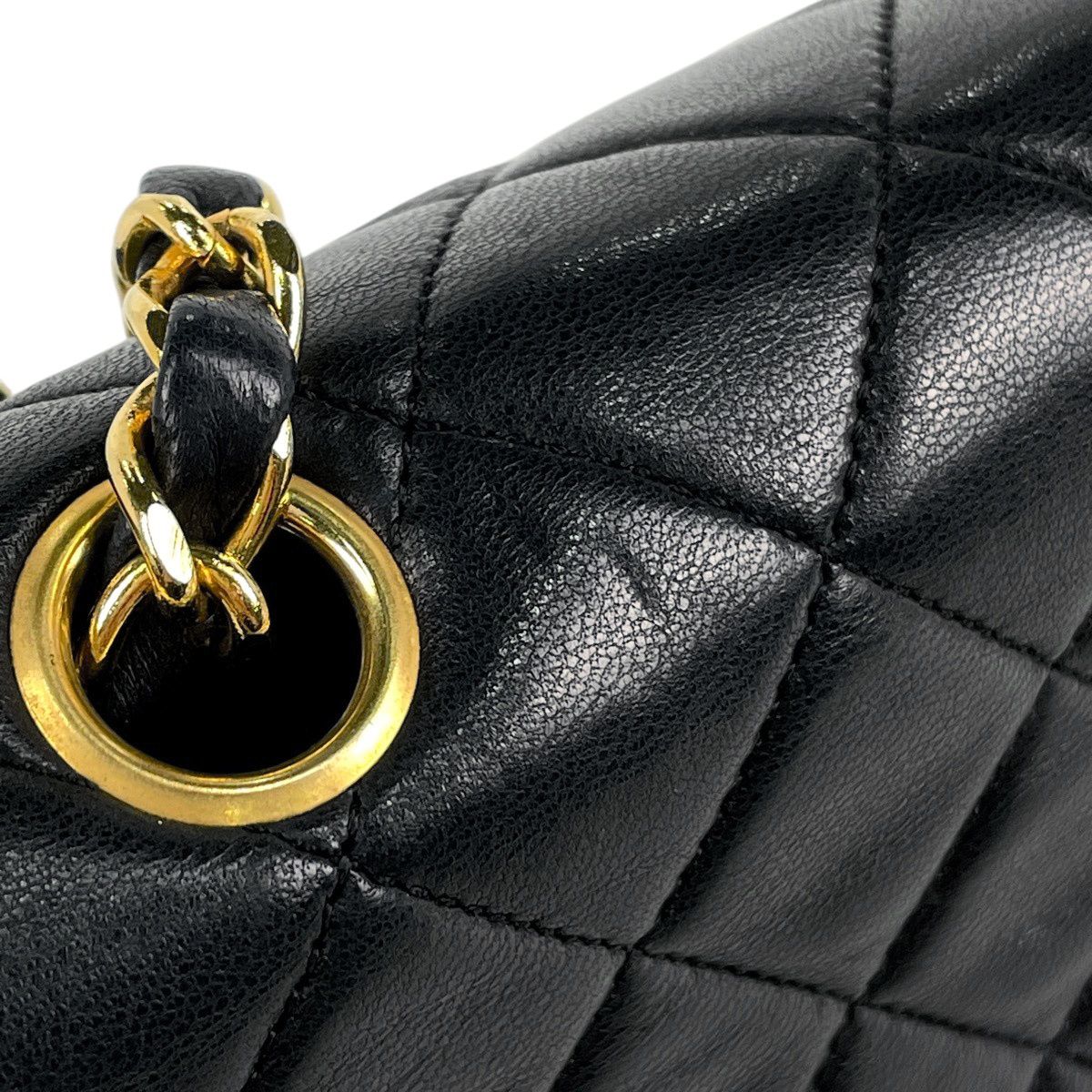 Chanel Quilted Single Flap Chain Shoulder Bag CC Logo Leather Black — view 9