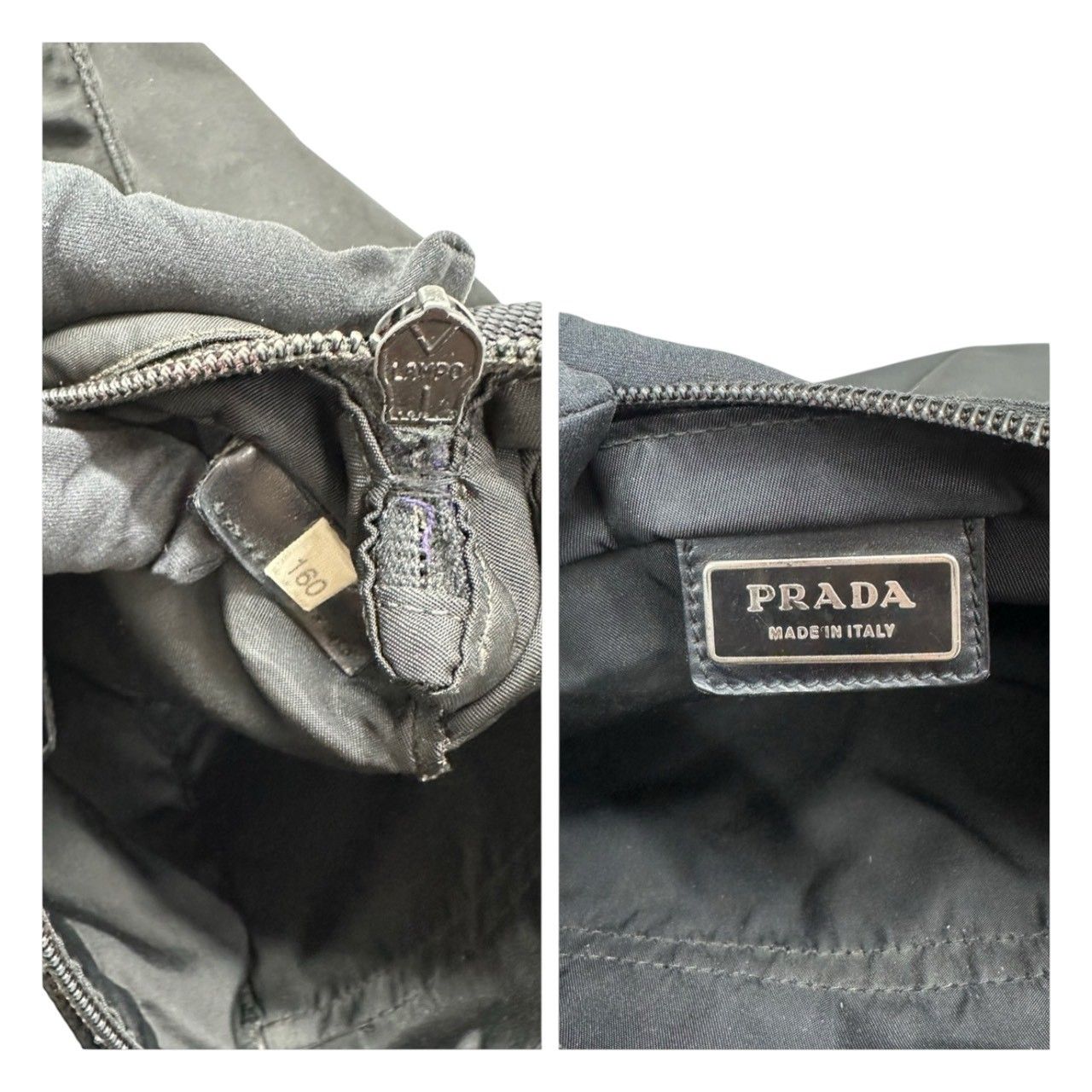 Prada Tessuto Triangle Logo Black Silver Nylon Shoulder Bag — view 9