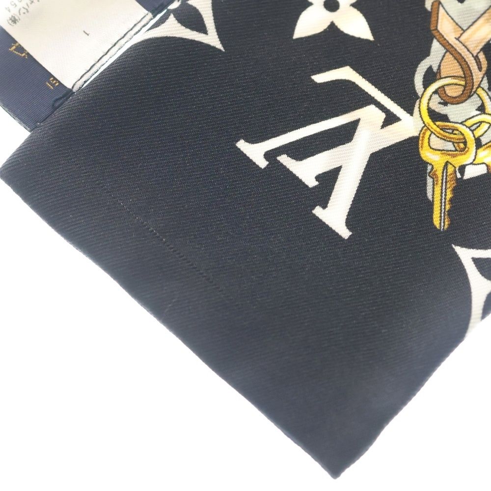 Louis Vuitton Bandeau Monogram Confidential Twill Scarf Chain Pattern Black Gold — view 6