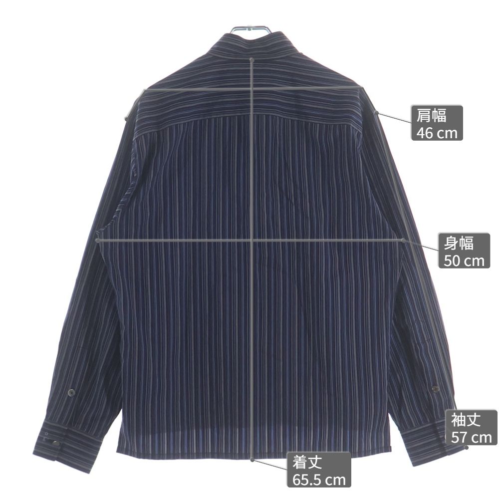 Hermes Striped Allover Stand Collar Half Zip Series Button Long Sleeve Shirt — view 9