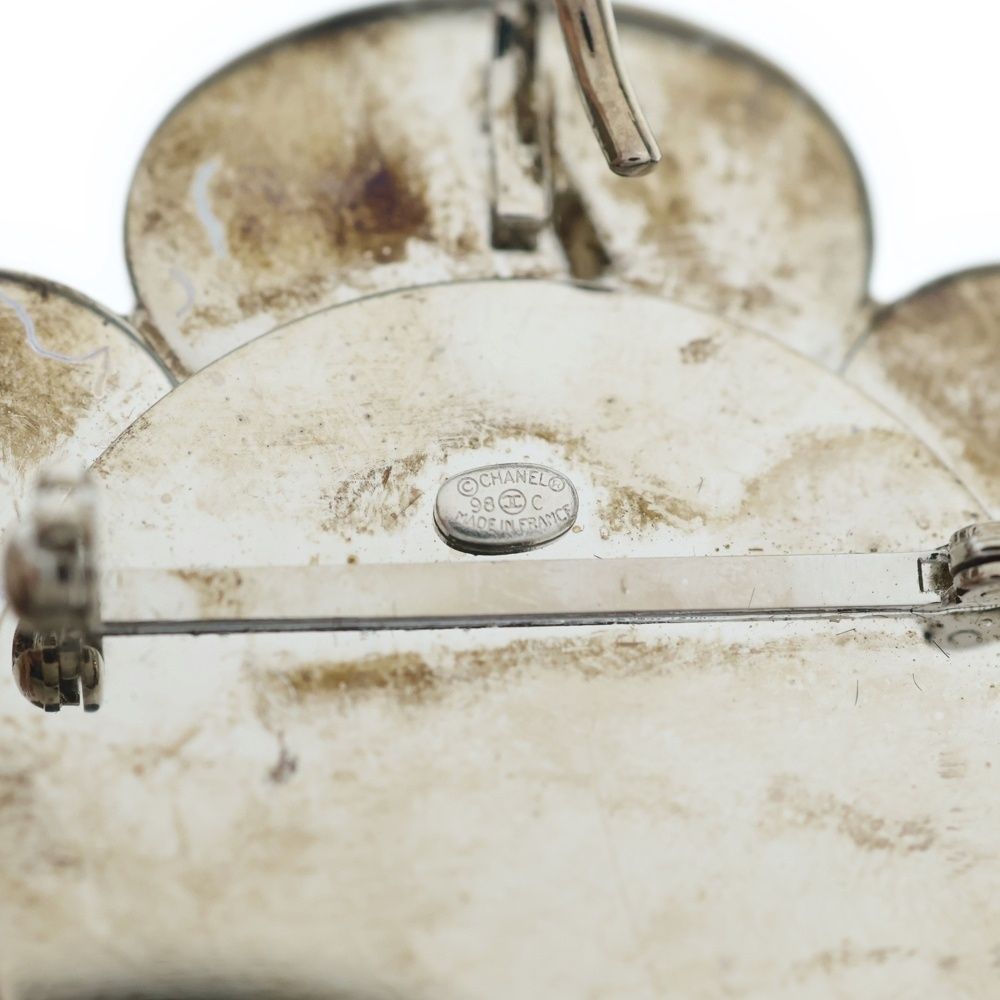 Chanel Camellia Brooch Flower Pin Badge White Silver — view 6