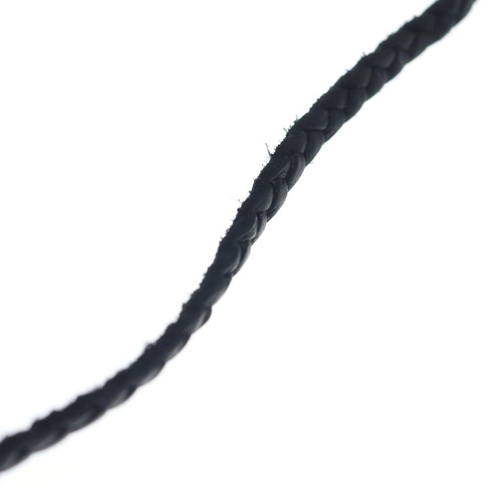 Chrome Hearts CH Crs Sml CL Small CH Cross Leather Braid Necklace Silver Black — view 6