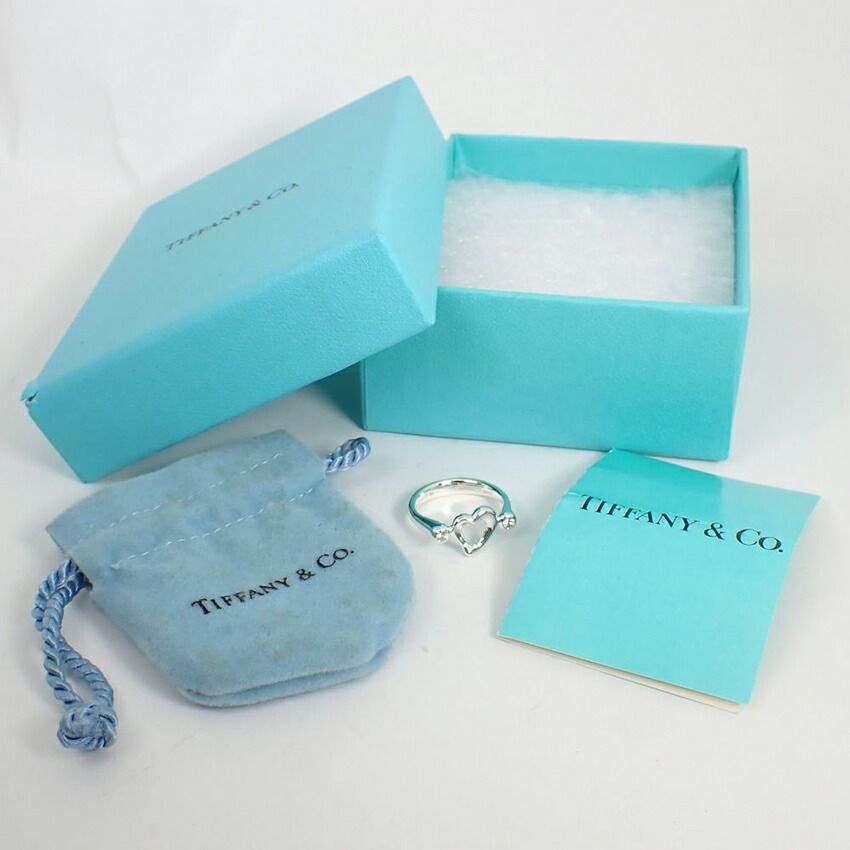 Tiffany & Co 925 Diamond Open Heart Ring — view 9