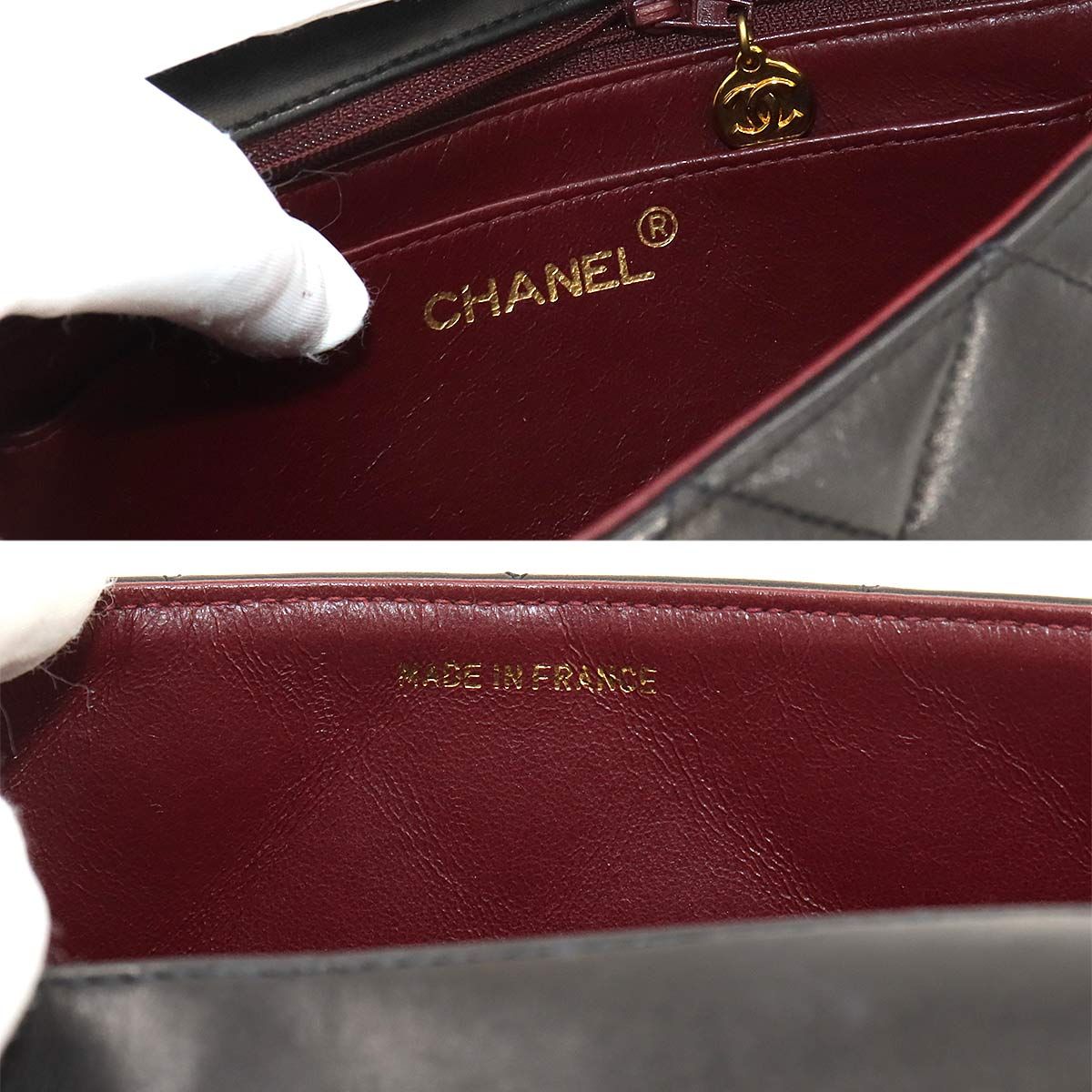 Chanel Diana Quilted 22 Chain Shoulder Bag Leather Black Vintage — view 9