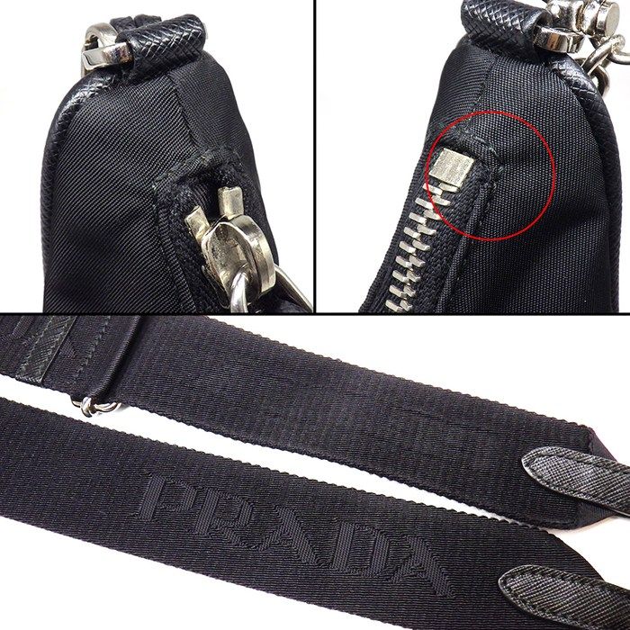 Prada Shoulder Bag Re Edition Re-Nylon Black Red Recycled Polyamide Saffiano — view 9