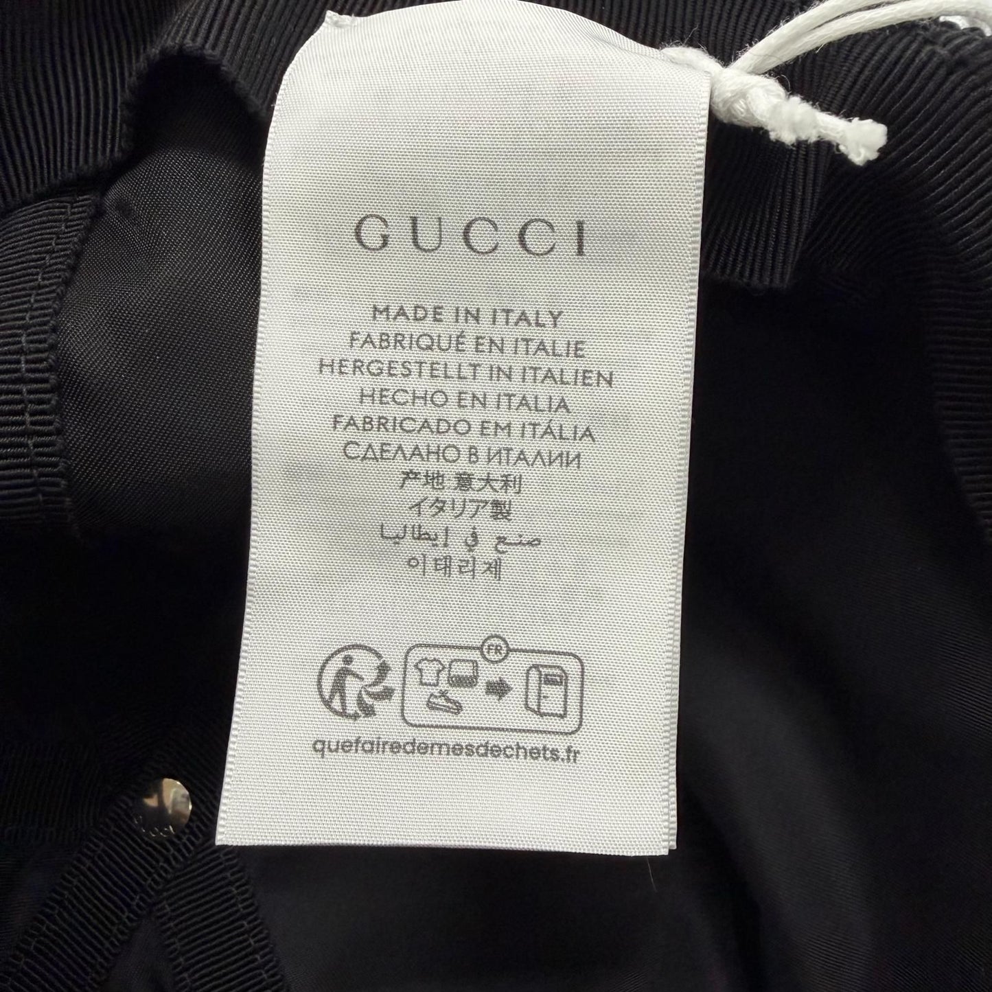 Gucci Nylon Leather Logo Embossed Hat Baseball Cap Black Silver XL — view 9