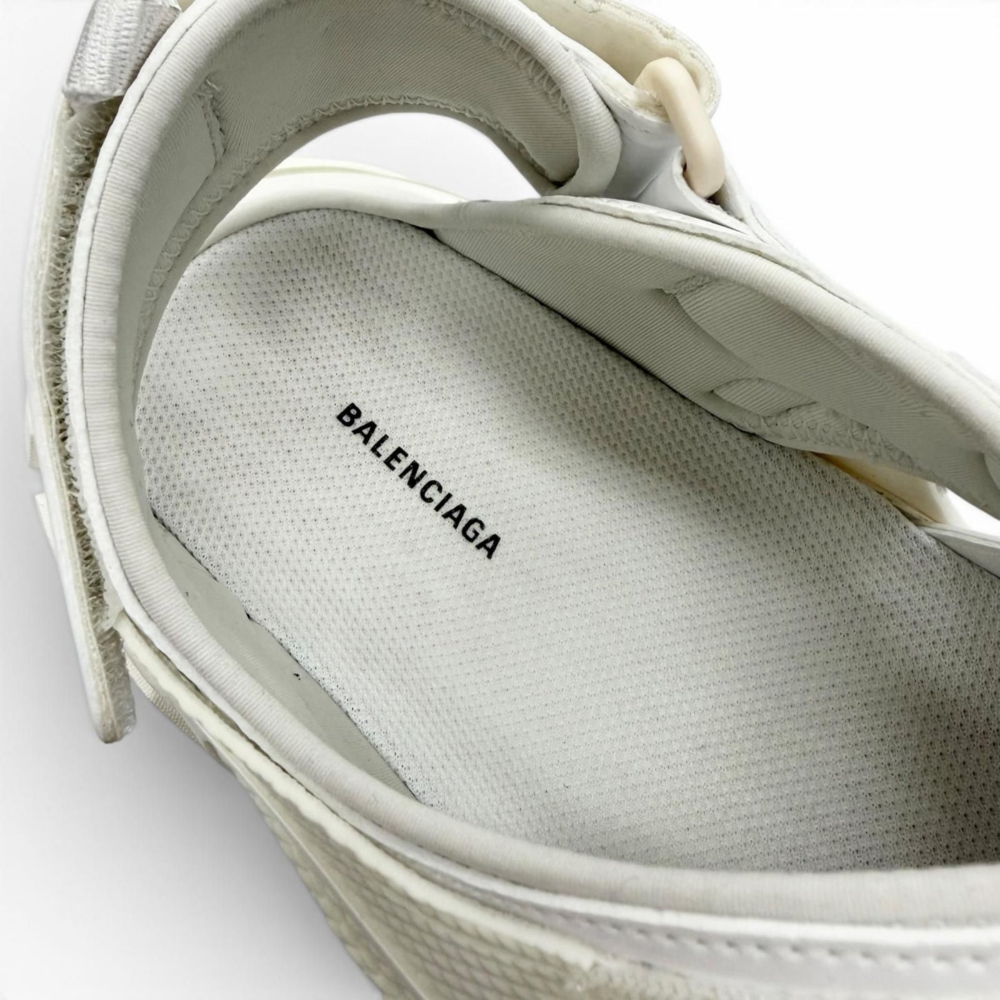 Balenciaga Track Leather Rubber Logo Velcro Strap Sandals White — view 9