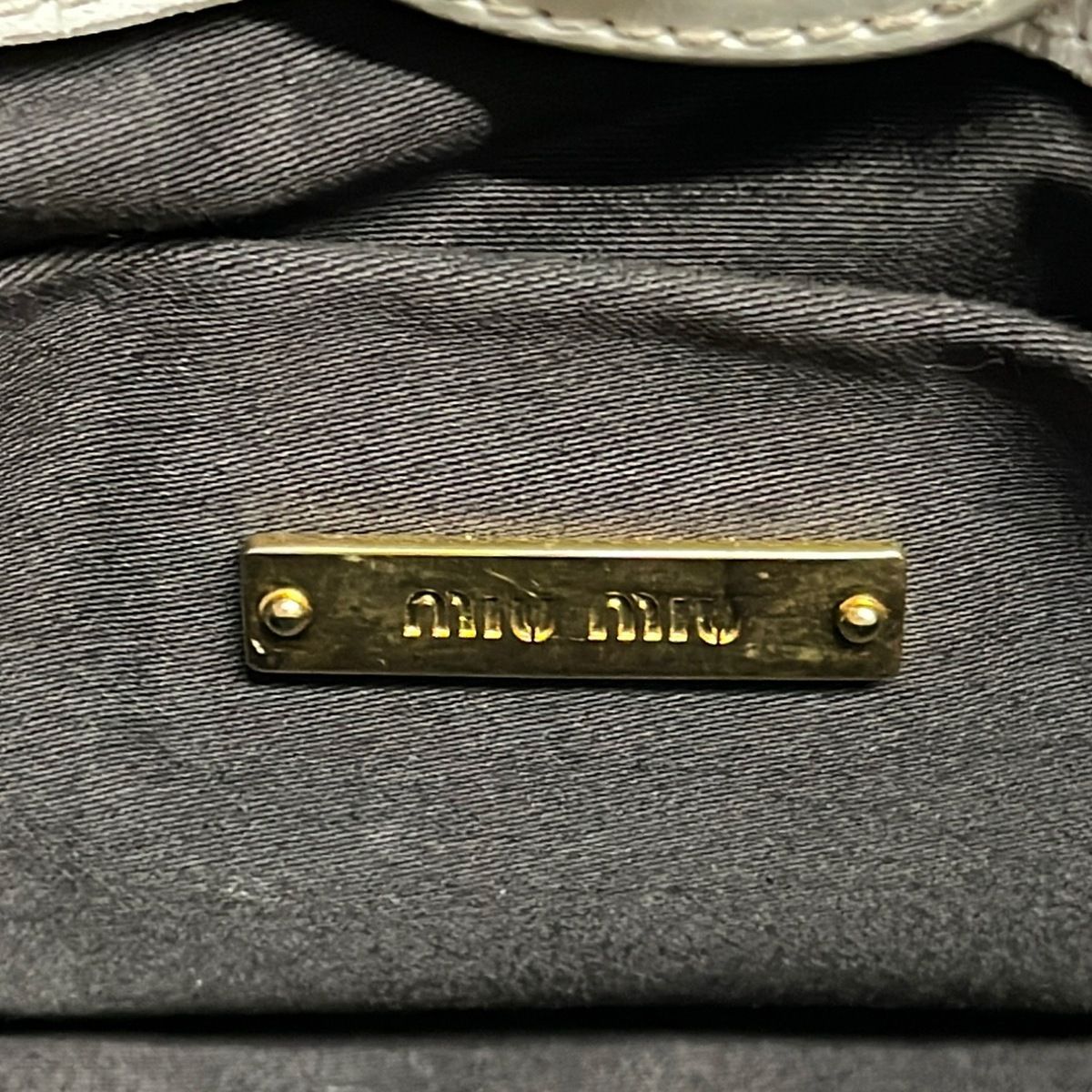 Miu Miu Handbag Gathered Bag Ivory Leather — view 9