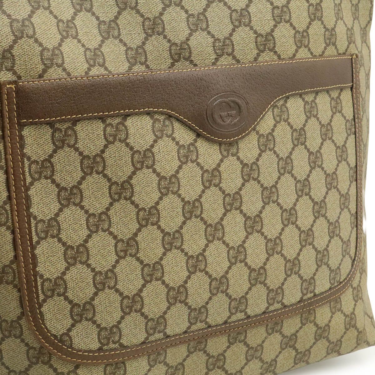 Gucci Vintage GG Plus Sherry Line Tote Shoulder Bag Vertical Leather Beige — view 9