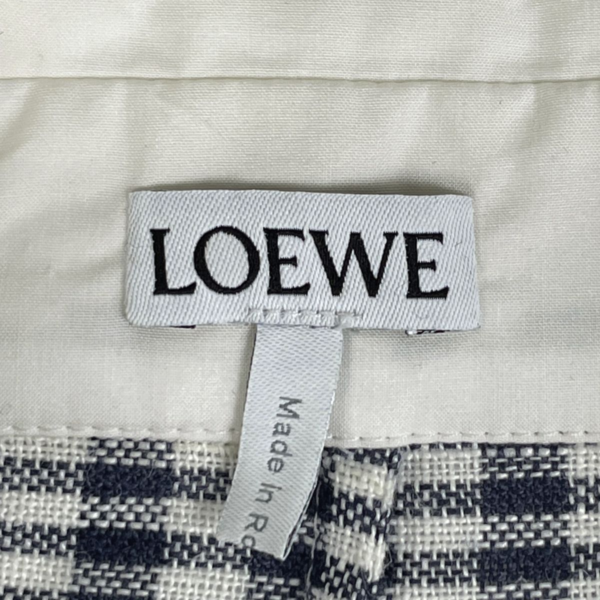 Loewe Gingham Check Long Sleeve Shirt Top Navy White — view 7