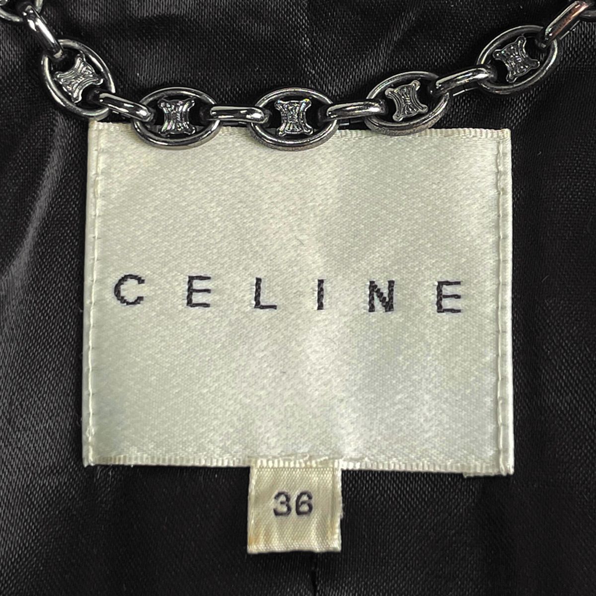 Celine Logo Button Long Coat Double Wool Black — view 8