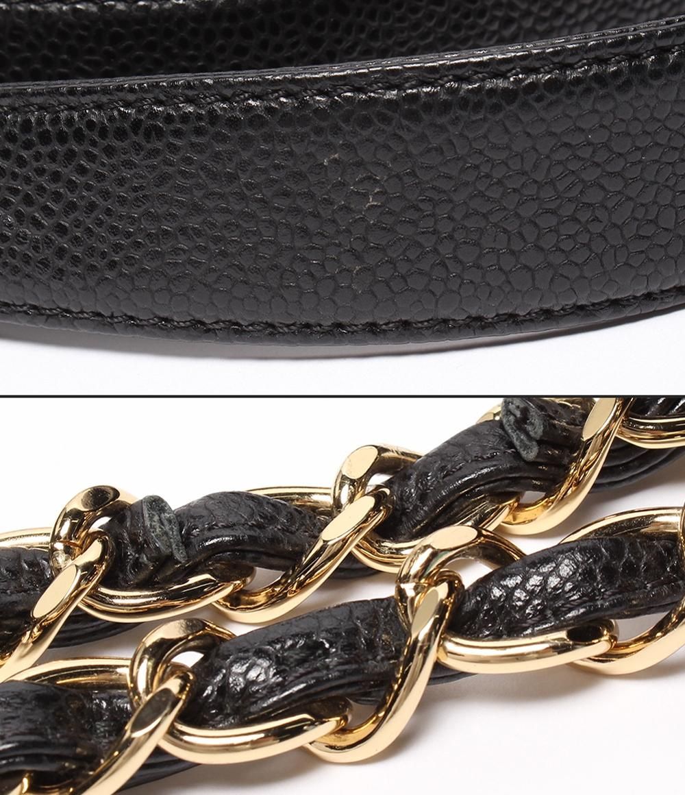 Chanel Chain Shoulder Bag Grand Shopping Tote GST Quilted Gold Caviar Leather — view 9