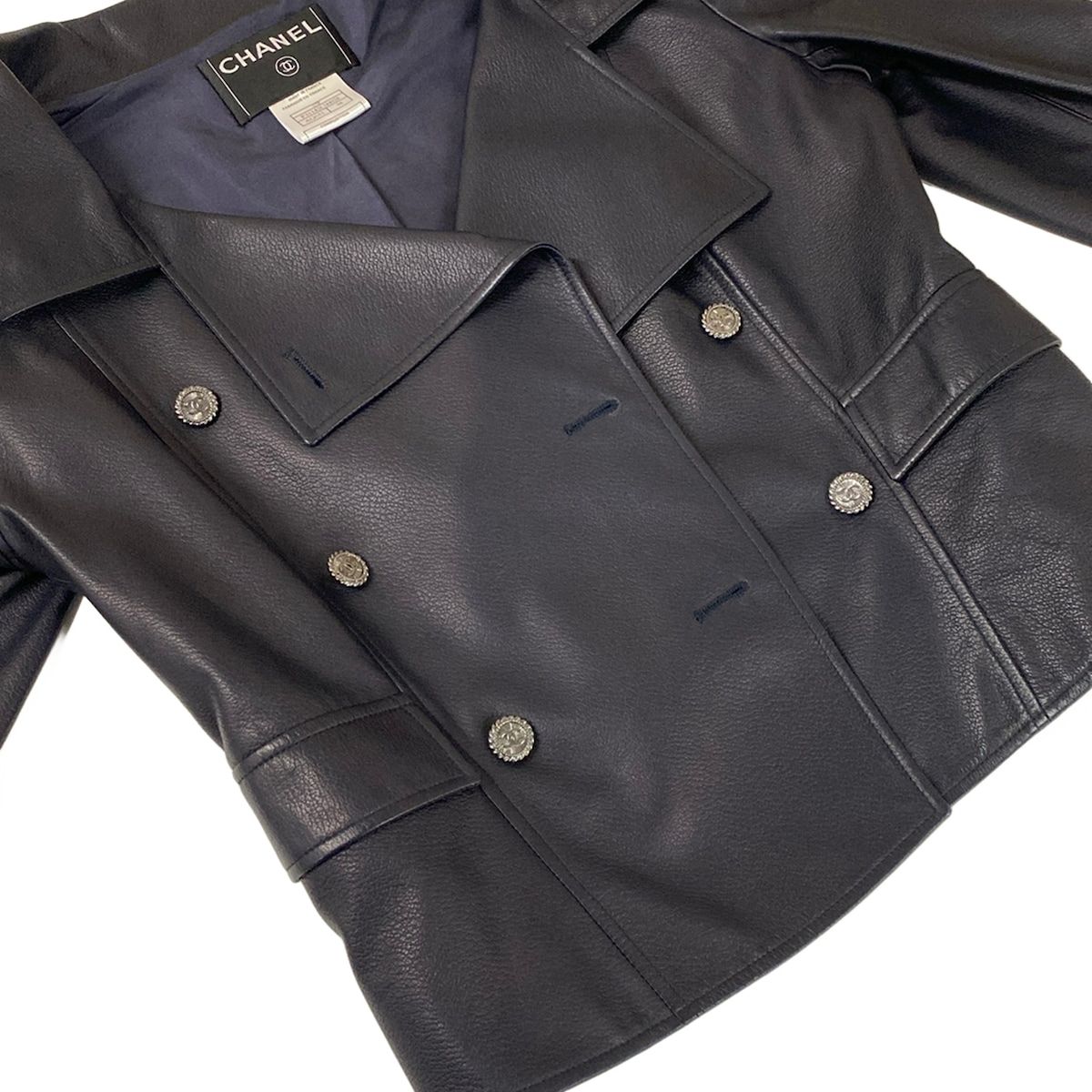 Chanel Jacket 38 M Dark Navy Long Sleeve Lambskin Spring Autumn — view 9