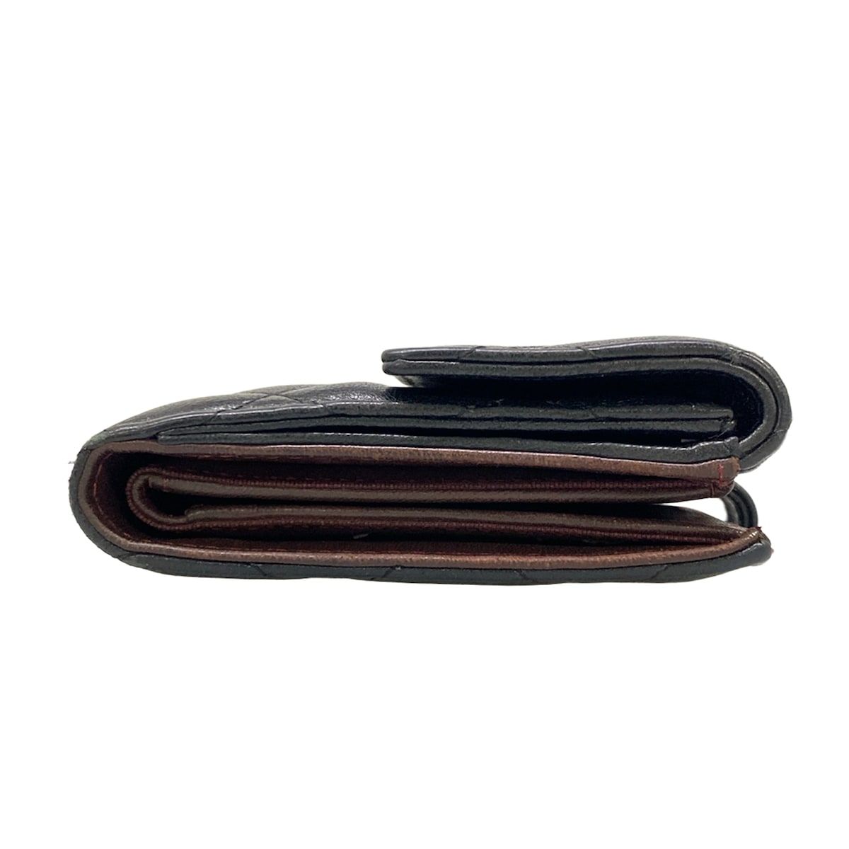 Chanel Bifold Wallet Quilted Black Double Hook CC Logo Silver Lambskin — view 9