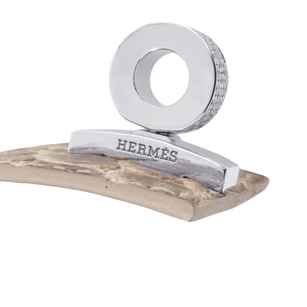 Hermes Bracelet Kelly Dog Diamond Total Himalaya 18k White Gold Niloticus Matte — view 9