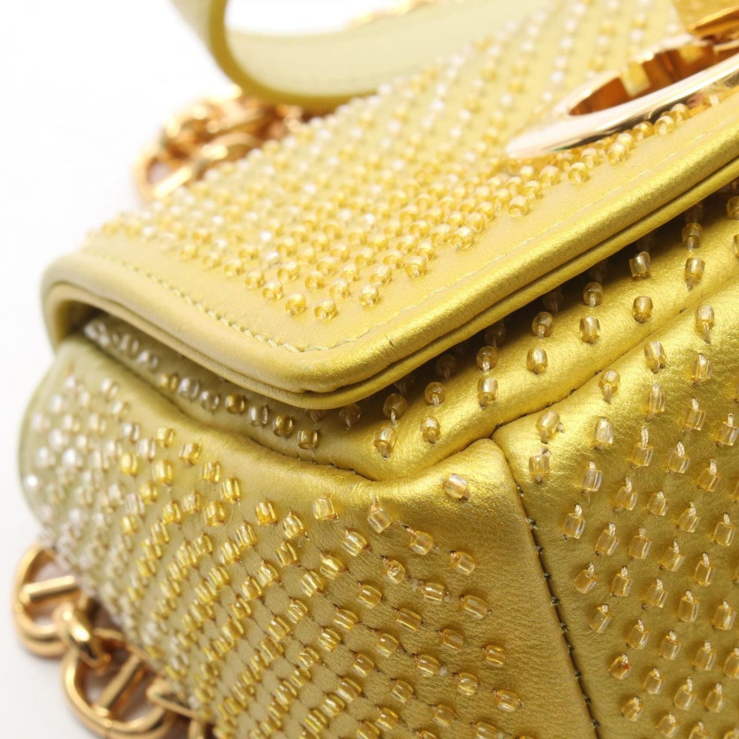 Dior Shoulder Bag Caro Micro Gold Leather Chain — view 6