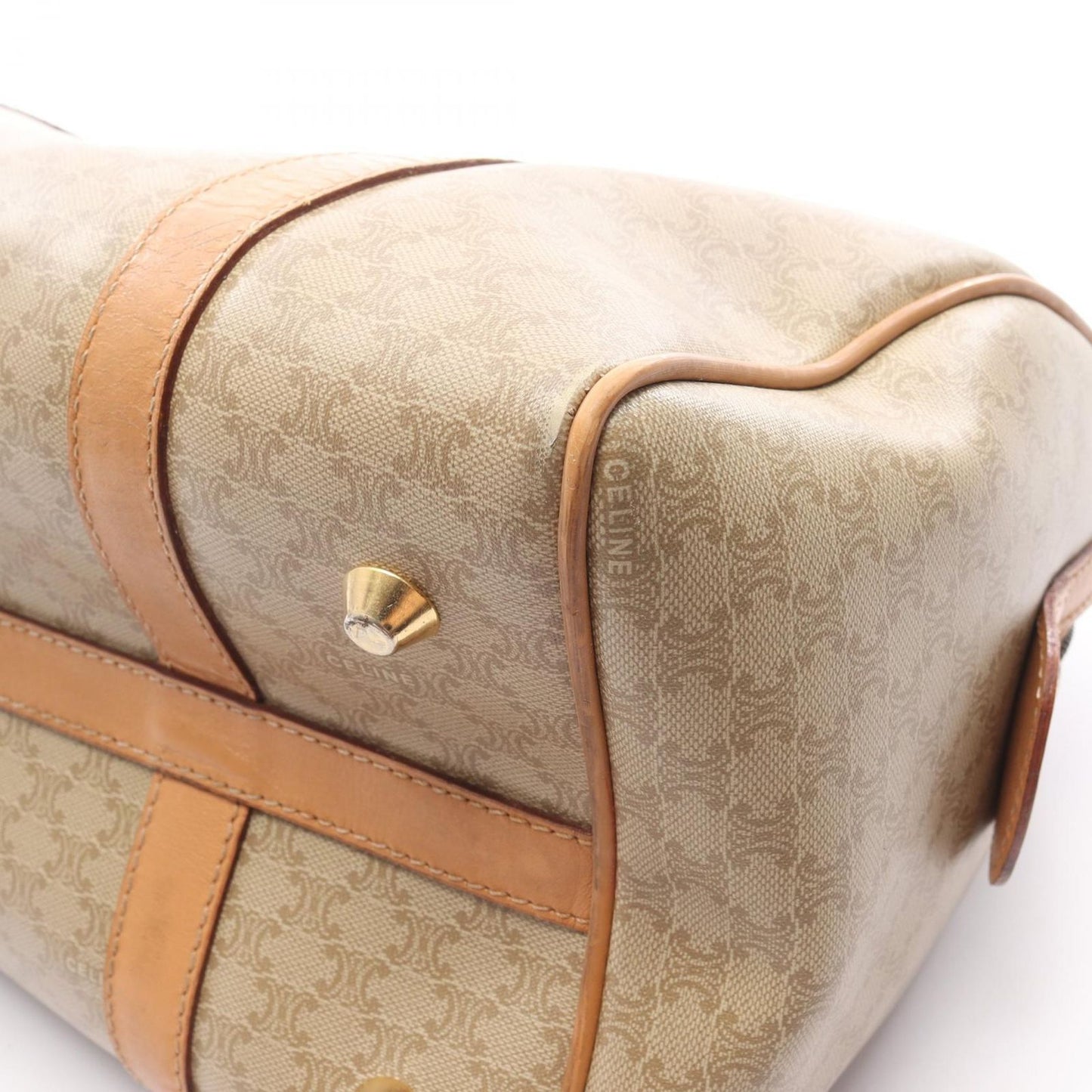 Celine Handbag Macadam Beige Brown Canvas Leather Mini Boston — view 9