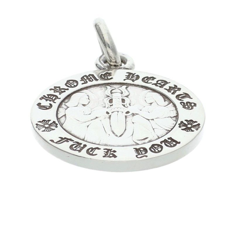 Chrome Hearts Chrm Angl Mdl Angel Medal Charm V1 Silver Necklace Top — view 5