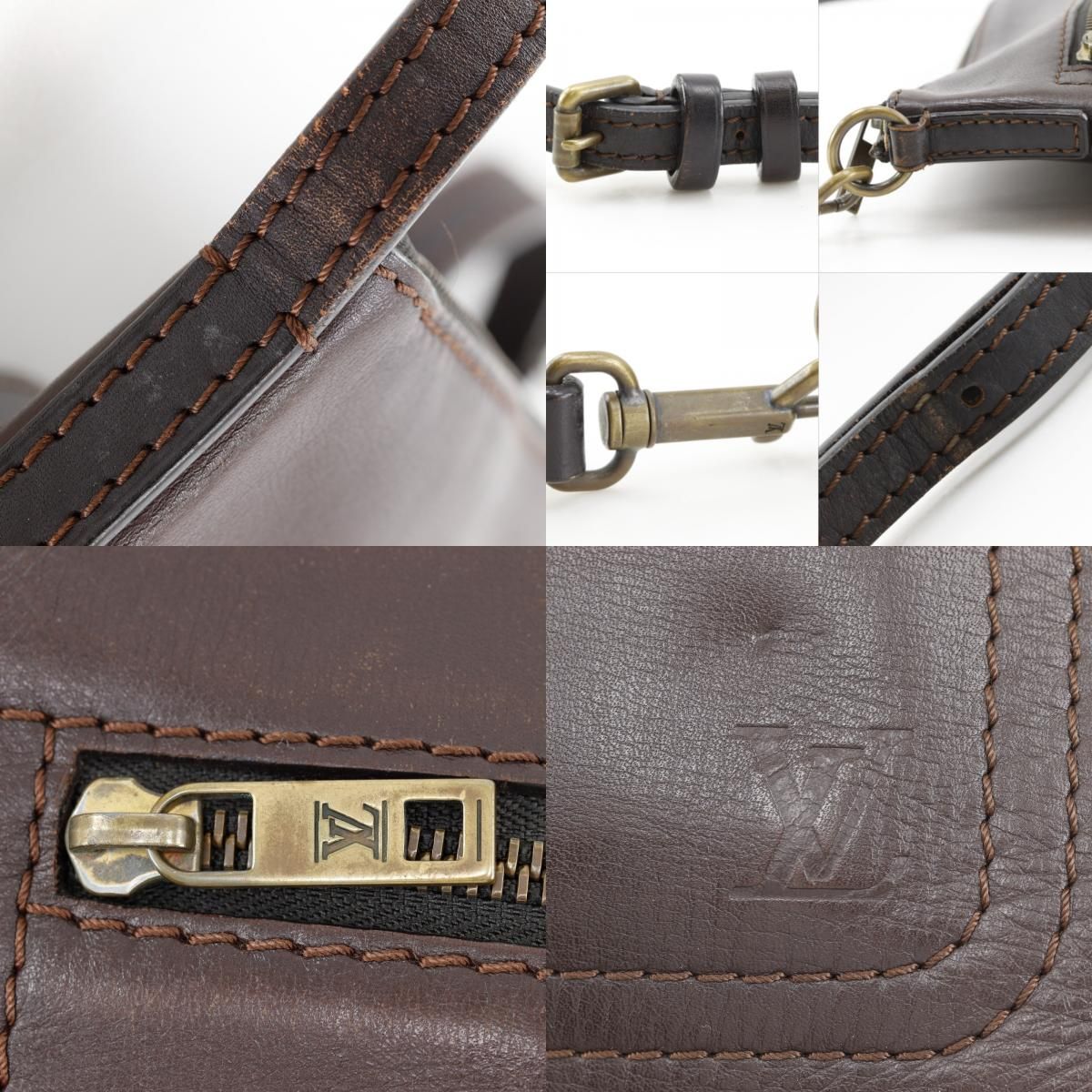 Louis Vuitton Pochette Shauni MM Utah Leather Cafe Brown Shoulder Bag — view 9