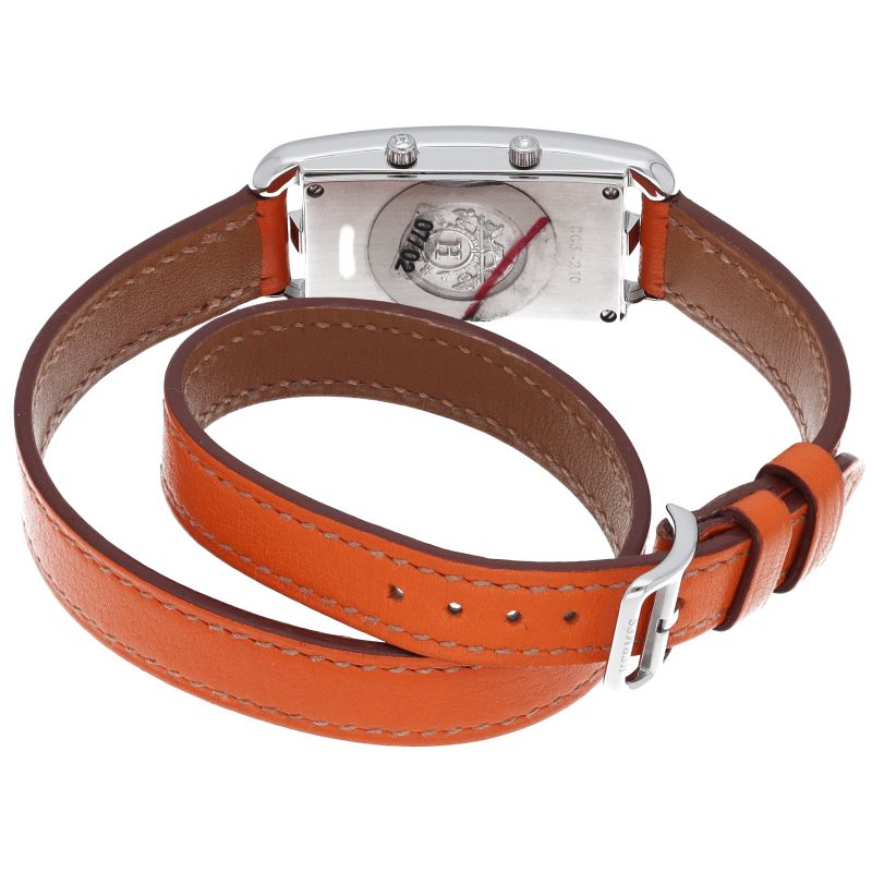 Hermes Capecod Duzon Double Tour Watch SS Leather Silver Polished — view 5