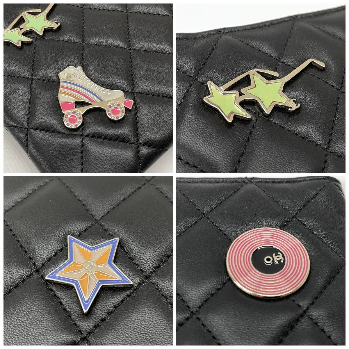 Chanel Quilted CC Logo Flat Pouch Lambskin Black — view 9
