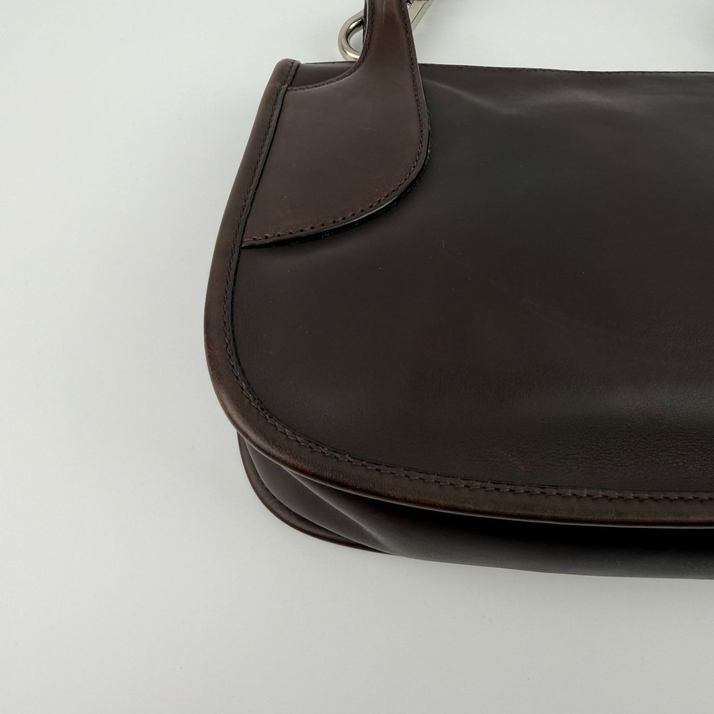 Prada Shoulder Bag Brown Leather Vintage — view 9