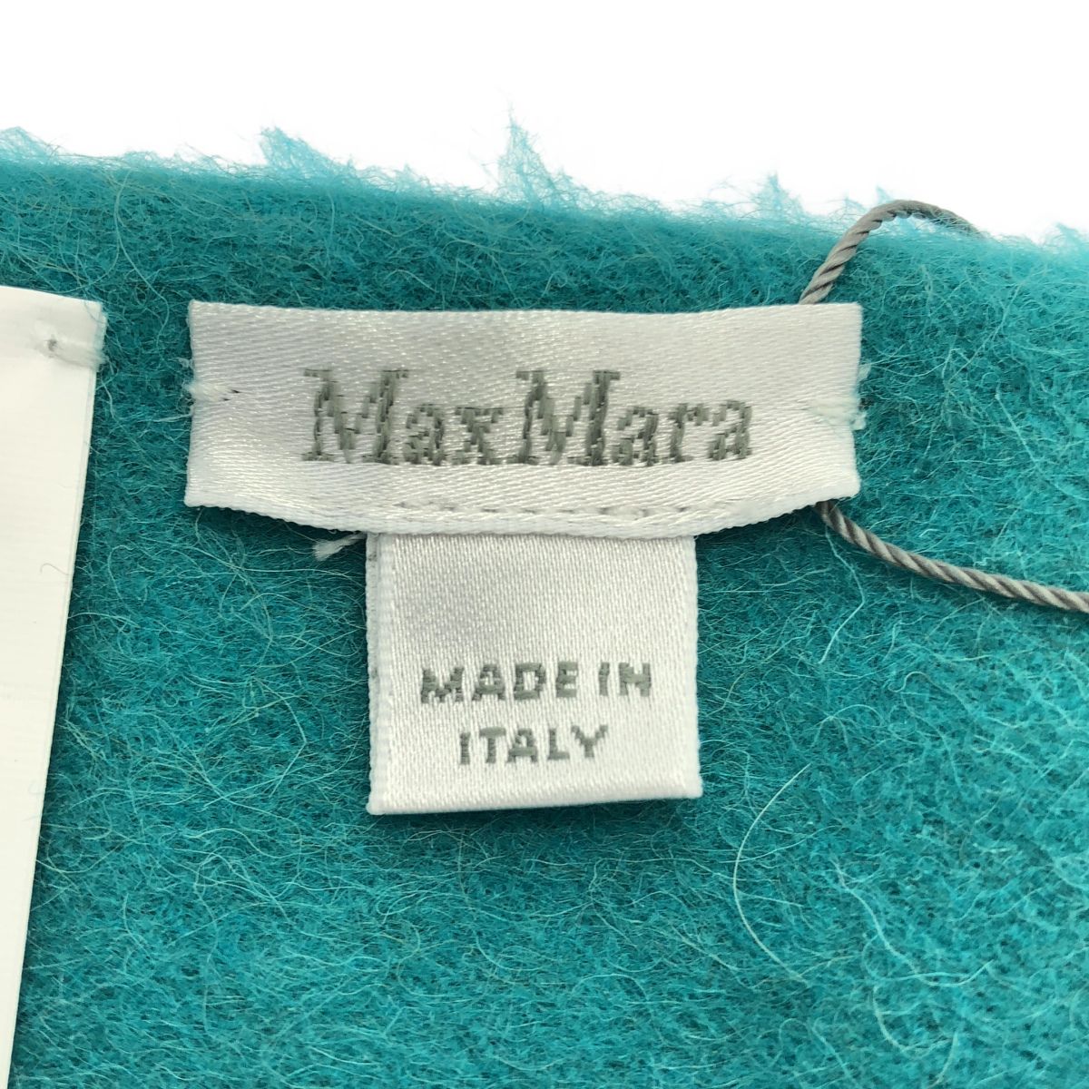 Max Mara Maxmara Teddy Bear Fringe Shawl Turquoise Blue — view 3