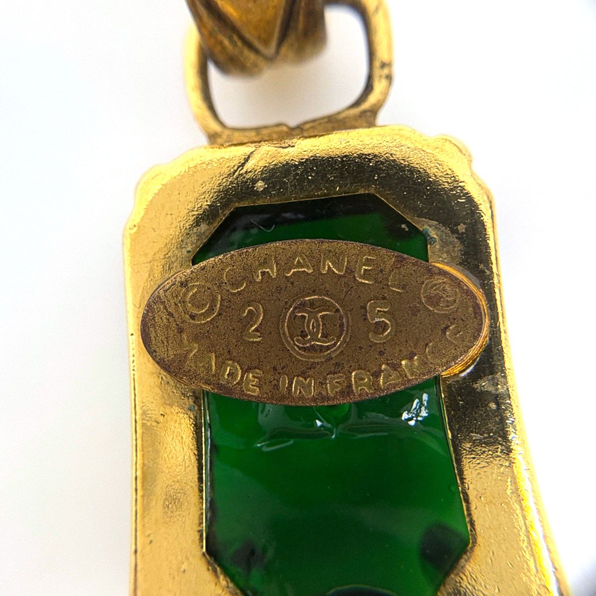 Chanel Color Stone Earrings Swing Gripoix Gold Plated Red Green — view 6