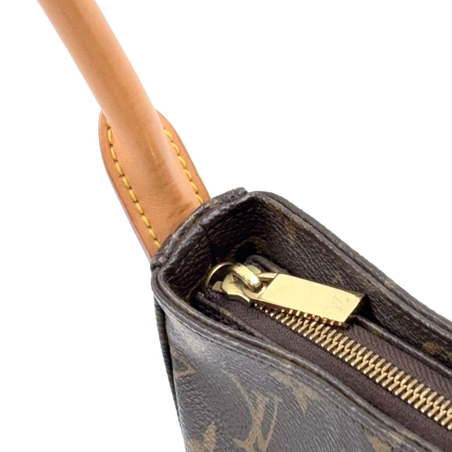 Louis Vuitton Looping MM Monogram Leather Brown Handbag Gold — view 9