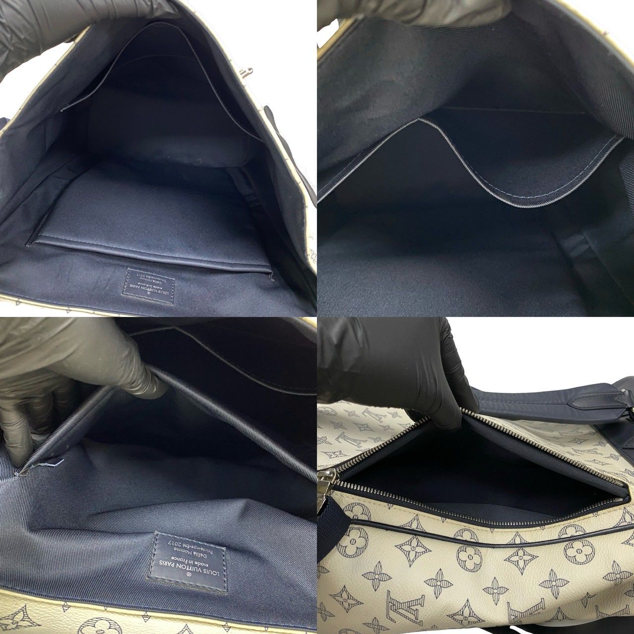 Louis Vuitton Monogram Savanna Steamer Leather Backpack Navy White — view 9