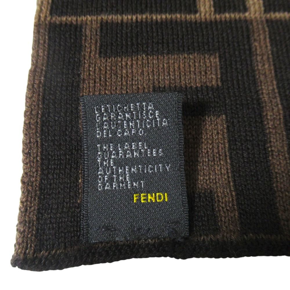 Fendi Zucca Pattern Knit Scarf Brown Black — view 6
