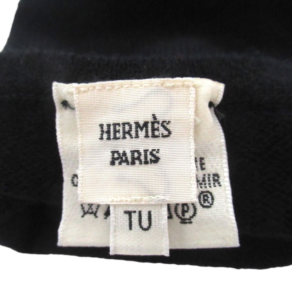 Hermes Cashmere Knit Long Gloves TU Black — view 5