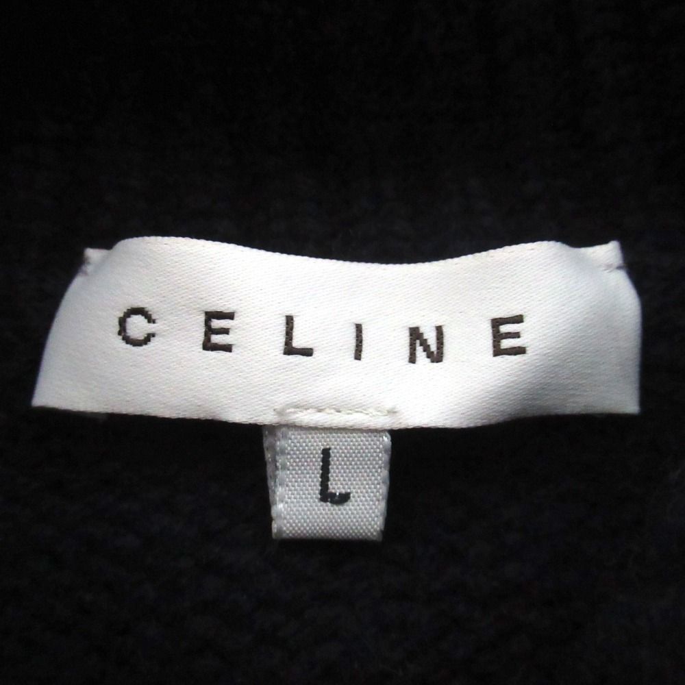 Celine Emblem Cashmere Turtleneck Long Sleeve Knit Sweater L Navy — view 6