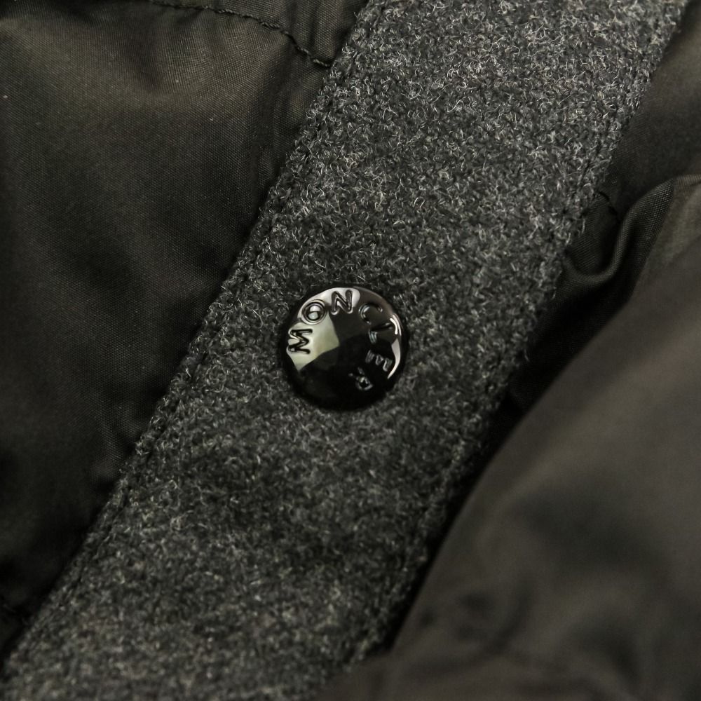 Moncler Camicia Wool Contrast Down Jacket 42 Black Dark Gray — view 9