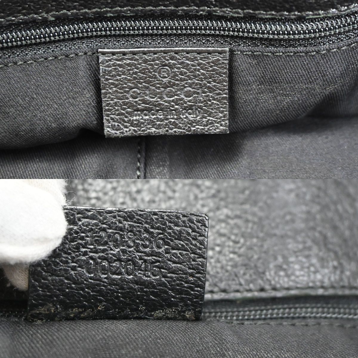 Gucci Shoulder Bag Tote Black Canvas Leather — view 9