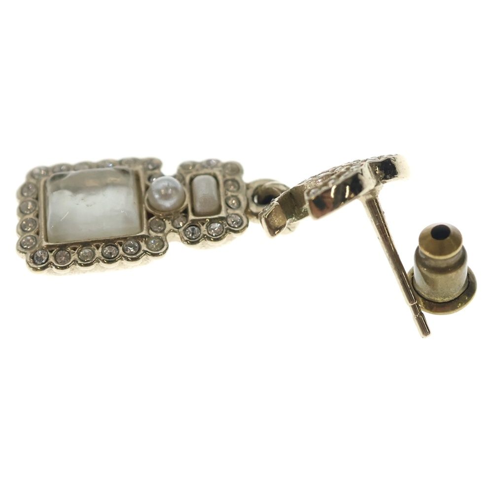 Chanel CC Logo Line Stone Bottle Motif Earrings Gold — view 6