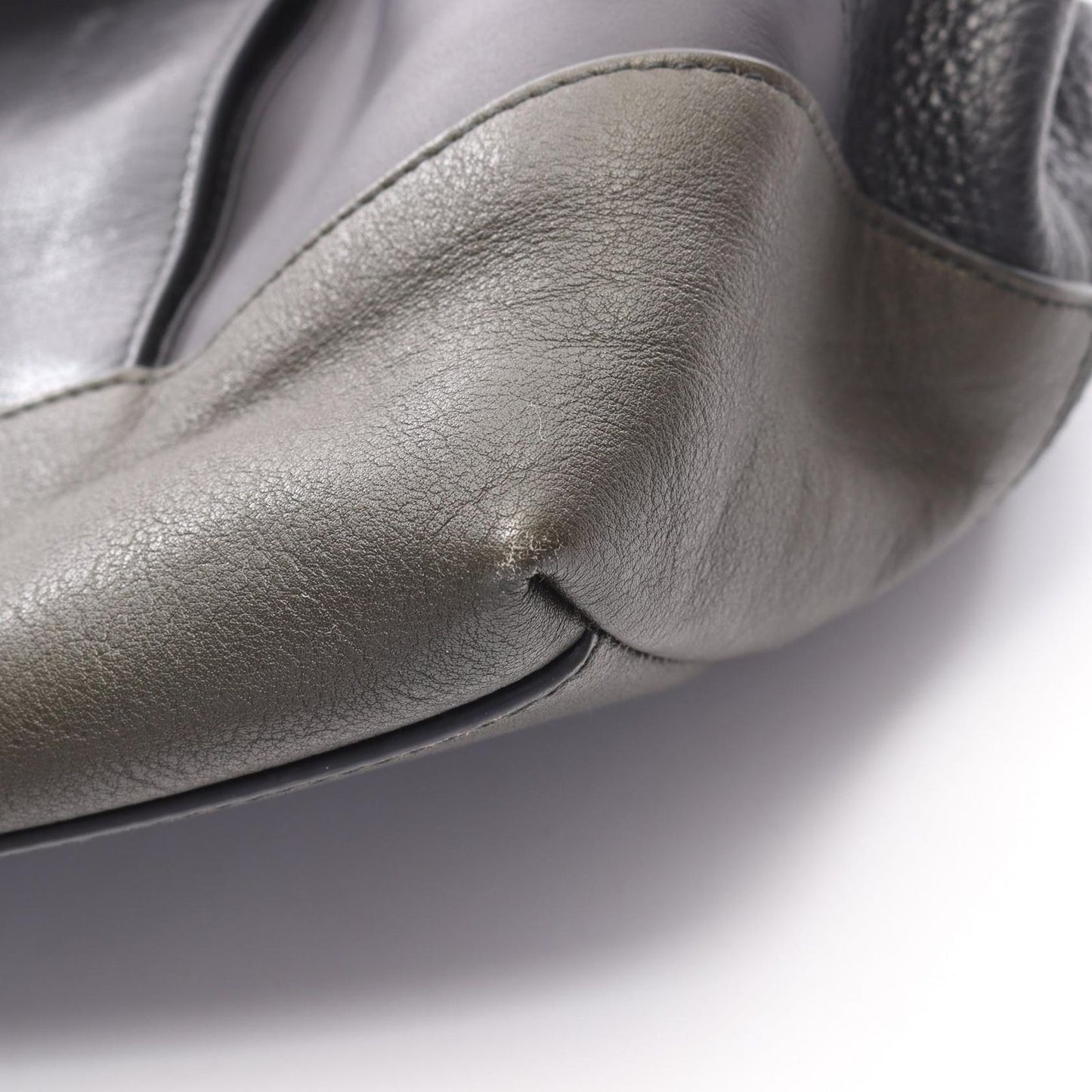 Bottega Veneta Tote Intrecciato Black Khaki Gray Leather — view 9