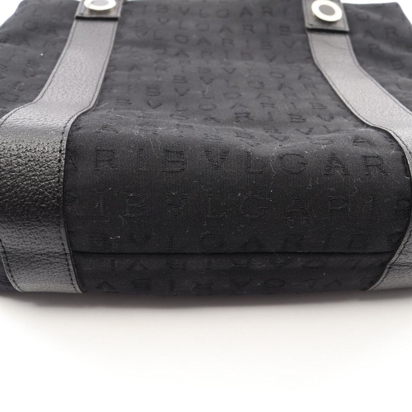 Bvlgari Handbag Logo Mania Black Canvas Leather — view 9
