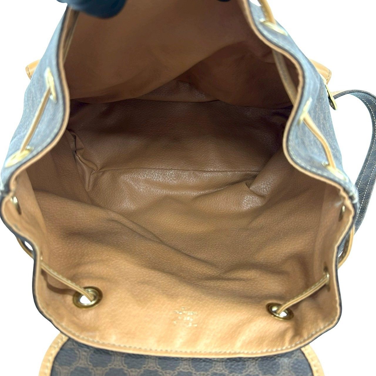 Celine Vintage Macadam Blason Triomphe Pattern Leather Backpack Brown — view 9